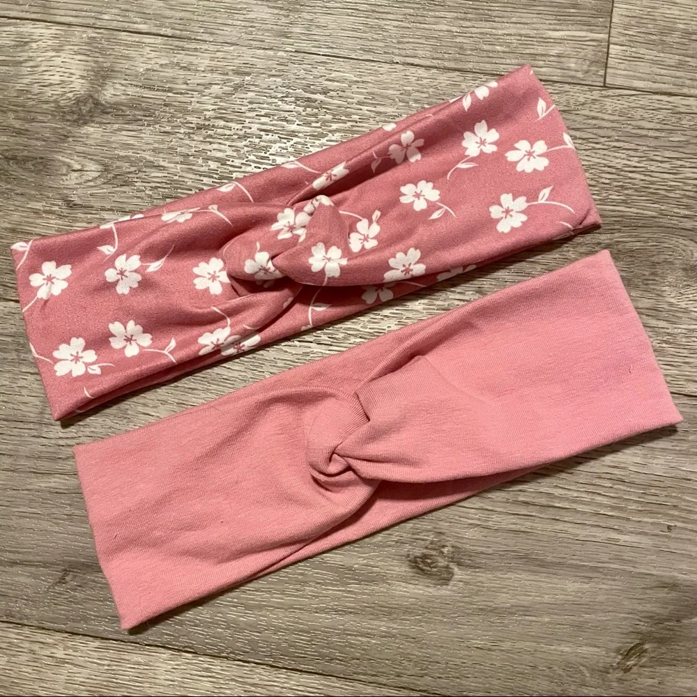 Blush Pink Spring Floral Twisted Wide Headbands NEW